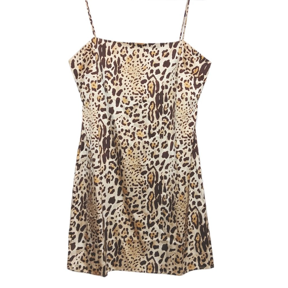 New Anine Bing Valentine Silk Mini Slip Dress Animal Print Size Large - Picture 3 of 6